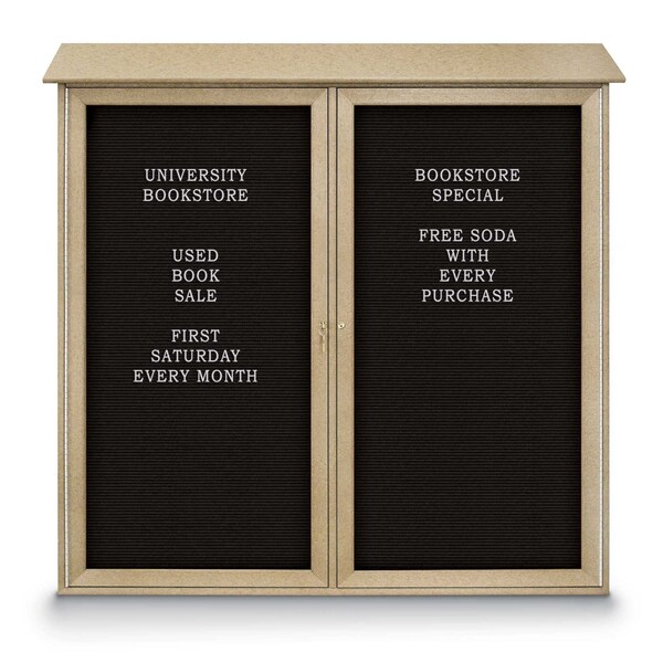 Indoor Enclosed Combo Board, 48"x36", Satin Frame/Black Porcelain & Buff